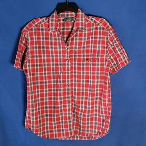 Liz Wear Button Down Plaid Shirt